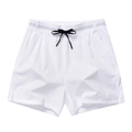 White quick-dry sports shorts with black drawstring and side slits for men - S / White