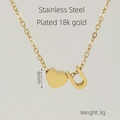 Stainless steel 18K gold plated heart necklace with letter U pendant charm - Letter U