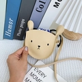 Cute beige bear crossbody bag for toddlers featuring small ears and drawstring inner pouch - Small / Khaki