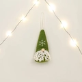 Gnome de Noël en tricot vert avec broderie flocon de neige et barbe blanche bouclée - Vert