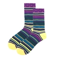 Men's colorful striped cotton crew socks with vibrant geometric patterns and polka dot cuffs - 38-46 / Dark Multicolor Horizontal Stripes