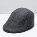 Gorra plana gris oscuro para hombre con estampado de espiga y textura de lana suave - Gris Oscuro de Espiga