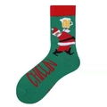 Green Christmas crew socks featuring Santa Claus holding beer and Chillin text - 38-46 / Emerald Santa Beer