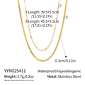 Détails du collier double couche doré en acier inoxydable étanche avec chaîne serpent - Style Doré à Double Couche (YYN025411)