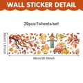 39pcs Fall Thanksgiving PVC wall stickers with gnomes, pumpkins and maple leaves - 39Pcs/Set / Fall Harvest Gnomes & Pumpkin Style (UV24Y12270T_R) 30*98cm