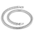 Bracelet gourmette argenté en acier inoxydable avec mailles doubles entrelacées - Collier Argent (45cm)
