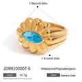 Wasserfester Ring aus vergoldetem Edelstahl mit blauem Zirkonia im Marquise-Schliff - Größe 6 / Vintage Sunburst Ring (JDR0103007-6)