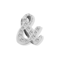 Silver ampersand pendant charm with micro-pave white crystals for DIY jewelry - Ampersand-Steel Color