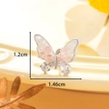 Orecchino a farfalla argento con ali di cristallo rosa e zirconi in 1,46 x 1,2 cm - Farfalla Rosa / Rosa Pezzo Singolo (A400-2#)