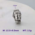 Perle tête de Bouddha en acier inoxydable pour bijoux 13,5x9,5mm avec trou 2,3mm - Style de tête de bouddha Shakyamuni (KLJ9084-KJX)