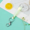 Translucent neon green PVC keychain strap with silver metal lobster clasp and ring - Holographic Green