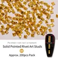 Goldene 2,0mm massive spitze Nieten für Nailart im 200er-Pack für Punk-Style Maniküre - 2,0MM Gold [ca. 200 Stück]