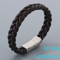 Bracelet tressé en cuir marron foncé avec fermoir magnétique argenté pour homme - Boucle en Acier Cuir Marron
