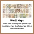 Global vintage map decorative paper for scrapbooking 60 sheets 80x50mm size - Global Map