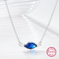 Collana in argento sterling S925 con pietra blu marquise e ciondolo in zircone - Argento 925 / Argento & Blu