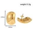 Polished golden bean-shaped stainless steel stud earrings in minimalist design - Gold Bean Mirror Polished
