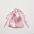 Elegant pink silk drawstring gift bag with soft satin finish for cosmetics storage - Pink