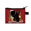 Christmas coin purse featuring a festive red design with a large decorative letter K - Letter K