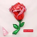 90x48cm large red rose flower foil balloon for Mother's Day birthday party decoration - Red Long Stem Rose Style