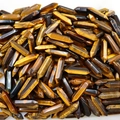 Tijgeroog dubbelpuntige zeshoekige kristallen kolommen met goudbruine glans - Tijgeroog stenen armband