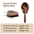 Acacia wood spoon rest with natural grain finish and long handle soup ladle set - Acacia Wood Spoon Rest / 11.5*11.9cm