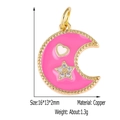 Roze halve maan hanger met wit hart en zirkoon ster in verguld koperen materiaal - Roze Maan Hart Ster