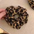 Classic leopard print fabric scrunchie in brown and black silk texture hair tie - Scrunchie / Dark Leopard Print
