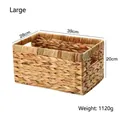 Cesta de almacenamiento grande de algas tejidas con asas, tamaño 39x28x20 cm - Cesta con asa plana grande 39*28*20