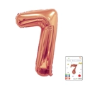Rose gold 40 inch number 7 foil balloon shown with retail cardboard packaging display - 40-inch Rose Gold 7 With Paper Card