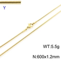 18k gold plated stainless steel snake chain necklace 600x1.2mm with lobster clasp - Gold 1.2mm Snake Chain (KN203740-Z)