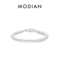 Elegantes S925 Sterlingsilber Perlenarmband mit verstellbarem Verschluss und rundem Anhänger - S925 Sterling Silber (5mm)