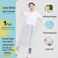 Thick snow white EVA waterproof raincoat with elastic cuffs for adults 150-185cm - Adult Extra Thick / Snow White