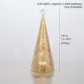 Champagne mercury glass Christmas tree 34cm with LED light and star topper - Style D Christmas Tree 34cm (200g)