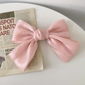Pink sheer tulle butterfly hair claw clip for women shown on a minimalist book background - Light Pink Chiffon Bow Spring Clip / Light Pink