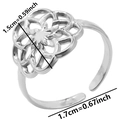 Detail view of 304 stainless steel adjustable petal ring with precise dimensions - Silver