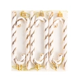 Set of 6 Christmas candy cane ornaments in white and gold glitter stripes with hooks - Set of 6 / Glitter Champagne Gold Candy Cane