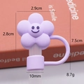 Purple smiling flower silicone straw cover for 10mm straws with specific dimensions - Smiling Purple Flower