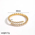 Vergoldeter Edelstahl Wickelarmband mit klaren Zirkonia in 60 mm Durchmesser - Gold Voll Besetzter Breiter Stil (TB7198-G)