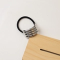 Black high-elastic hair tie with multilayered silver metal ring and polished finish - 40# Four-layer Arc Silver