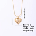 Collana con ciondolo a cuore dorato con bordi a perline e strass a forma di lettera B - Lettera B