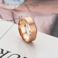 8mm rose gold matte titanium steel ring with brushed finish and polished beveled edges - 8mm Rose Gold