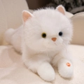 Peluche de chat persan blanc réaliste avec yeux vairons et fourrure longue et douce - Blanc