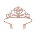 Corona GRAD in oro rosa con strass per festa di laurea e cerimonia di diploma - Taglia unica / Corona Oro Rosa