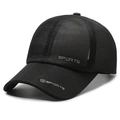Atmungsaktive schwarze Mesh-Baseballkappe mit SPORTS-Logo für Sonnenschutz im Freien - Verstellbar / Schwarz