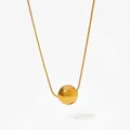 Minimalist golden hollow sphere pendant on a sleek snake chain with polished finish - Small Gold (KDD820)