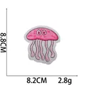 Macro shot of pink embroidered jellyfish patch with dimension markings of 8.8x8.2cm - Pink Jellyfish Style (7#)