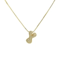 Detail of 18k gold plated bubble bone pendant encrusted with sparkling zircon stones - Letter Y / Gold