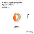 Macro detail of copper gold plated orange enamel spacer bead with 3.6mm hole size - Orange