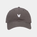 Close-up of detailed white eagle embroidery on a vintage charcoal grey baseball cap - Adjustable / Dark Gray