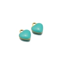 DIY heart pendant accessories in Tiffany blue enamel with golden metal finish - Steel Base Green Heart